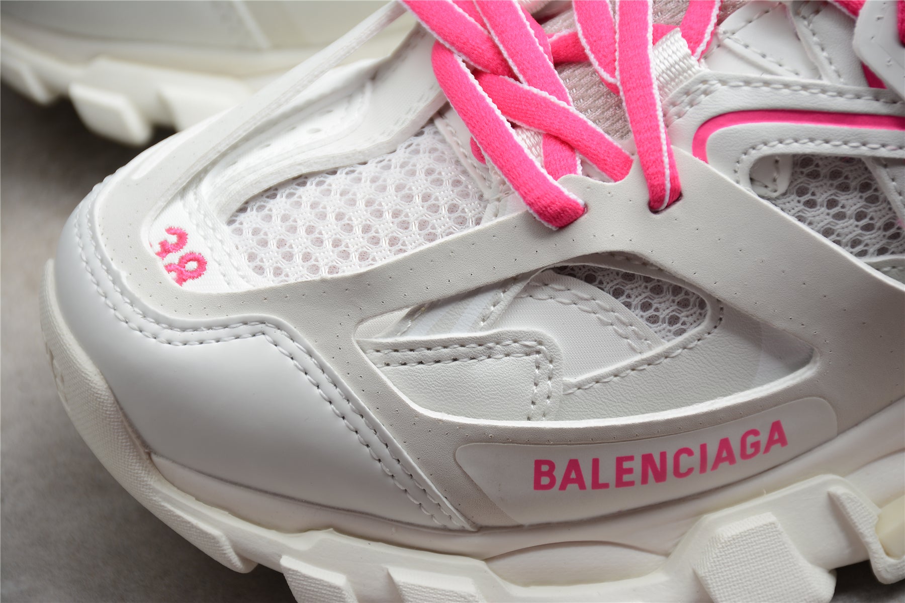 Balenciaga Track Mule in White/Rose Red - Best Reps Website 2025