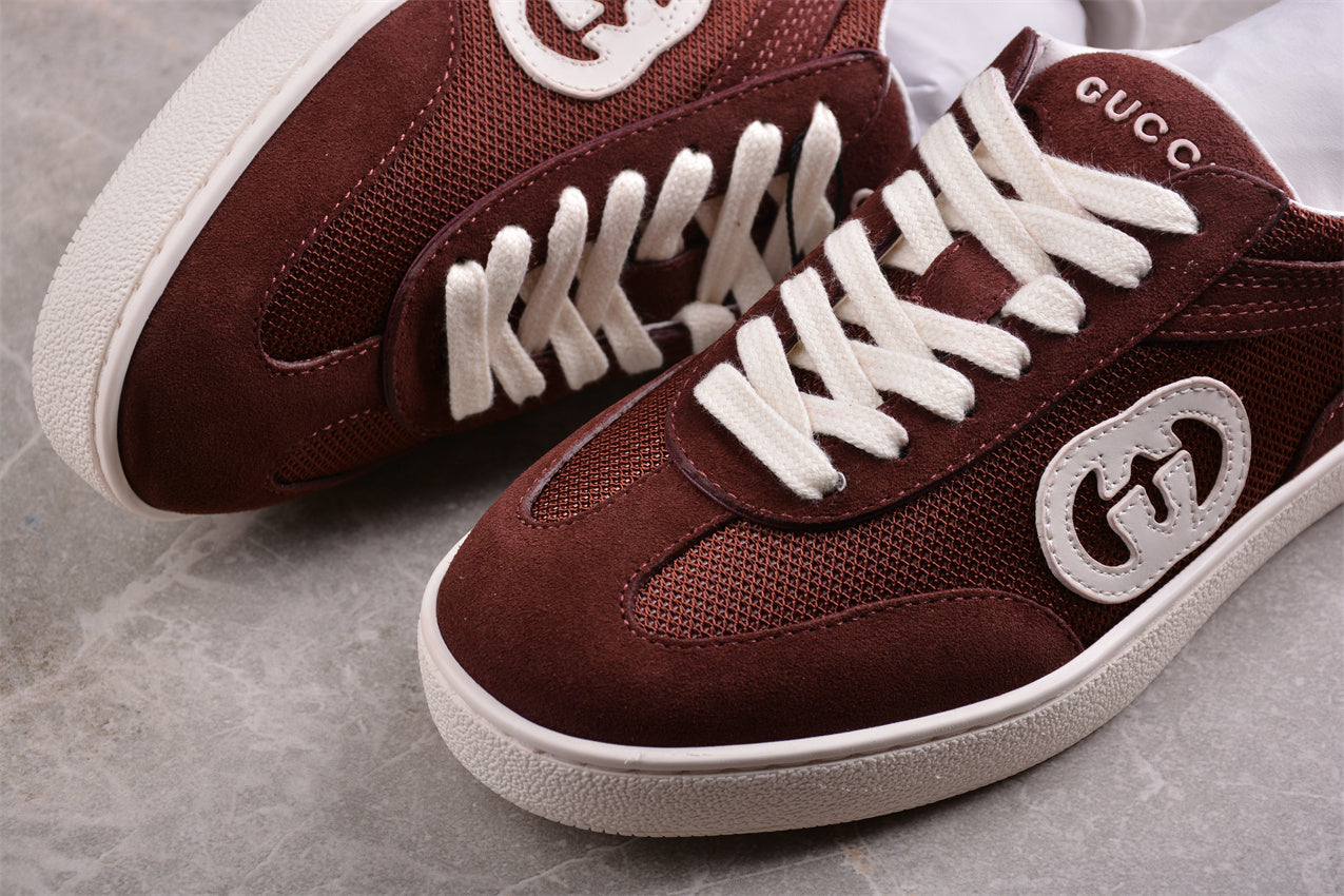 Gucci Interlocking G Brown Suede Low Top Sneakers - Best Reps Website 2025