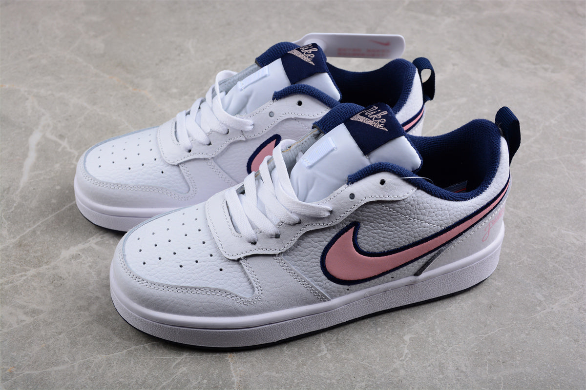 Nike Court Borough Low 2 White Pink Glaze Midnight Navy