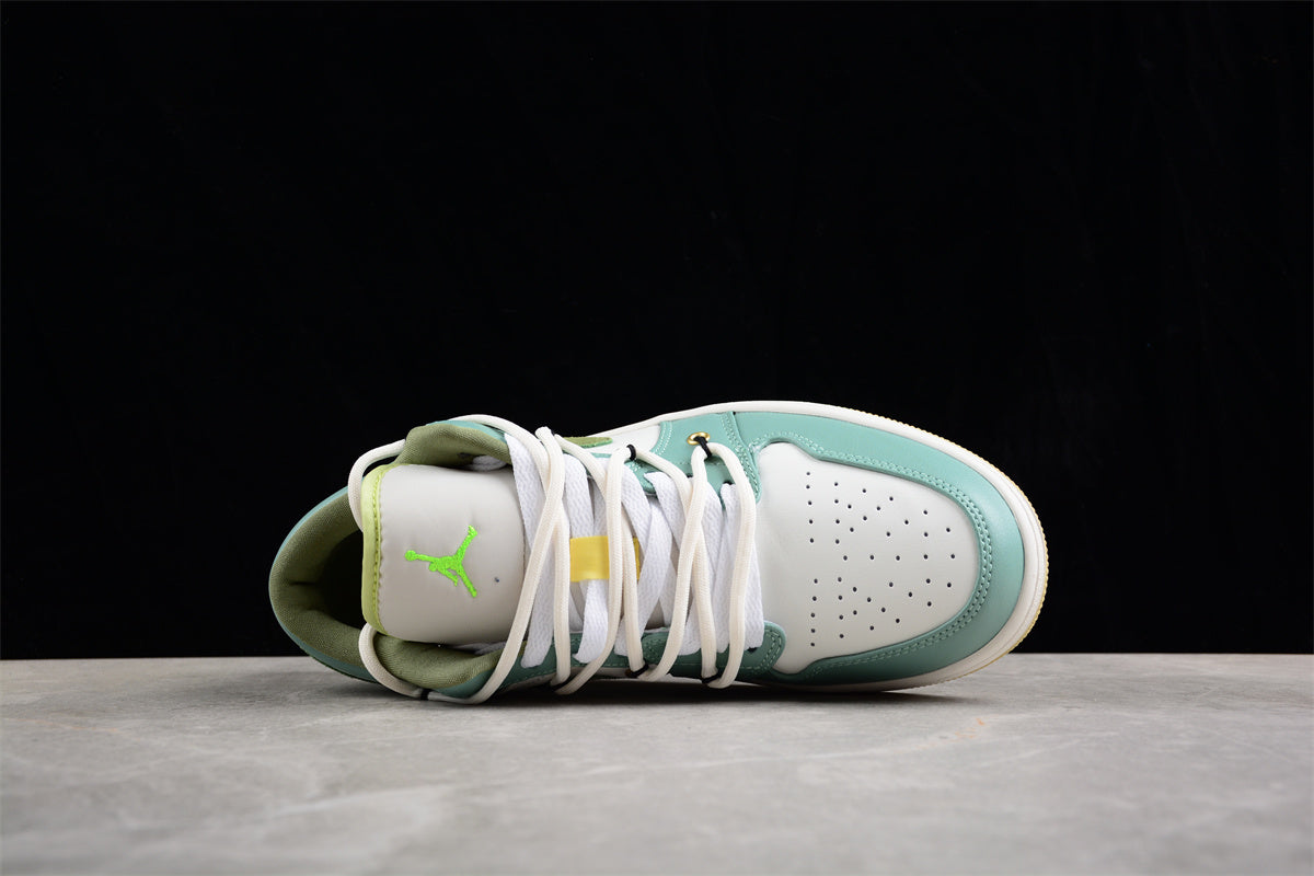 Air Jordan 1 Low Custom Sail White Oil Green