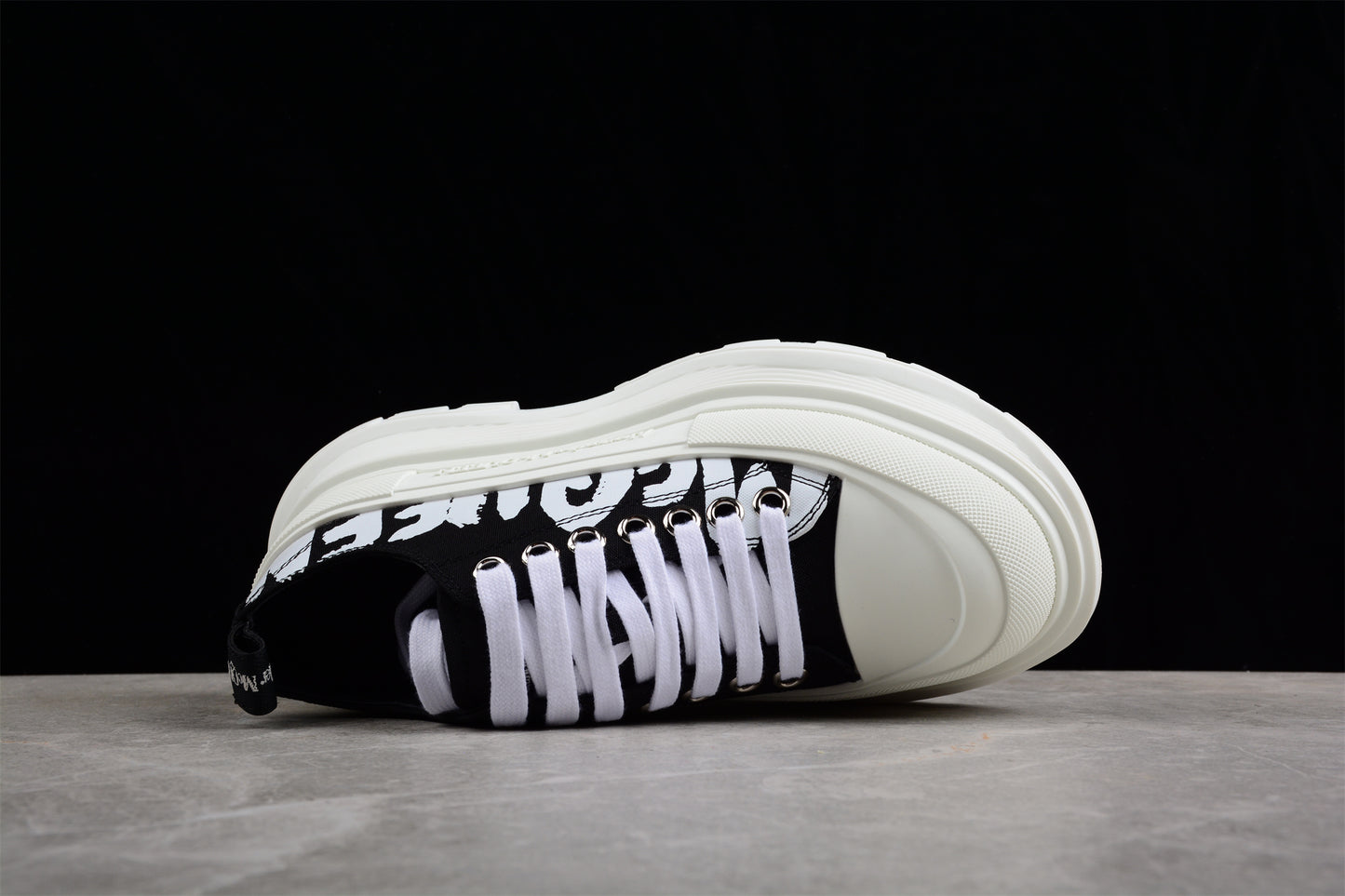 Alexander McQueen Tread Slick Low Lace-Up – Canvas Graffiti Black/White - Best Reps Website 2025