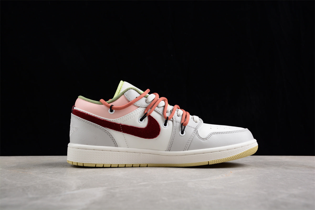 Custom Air Jordan 1 Low White Grey Pink