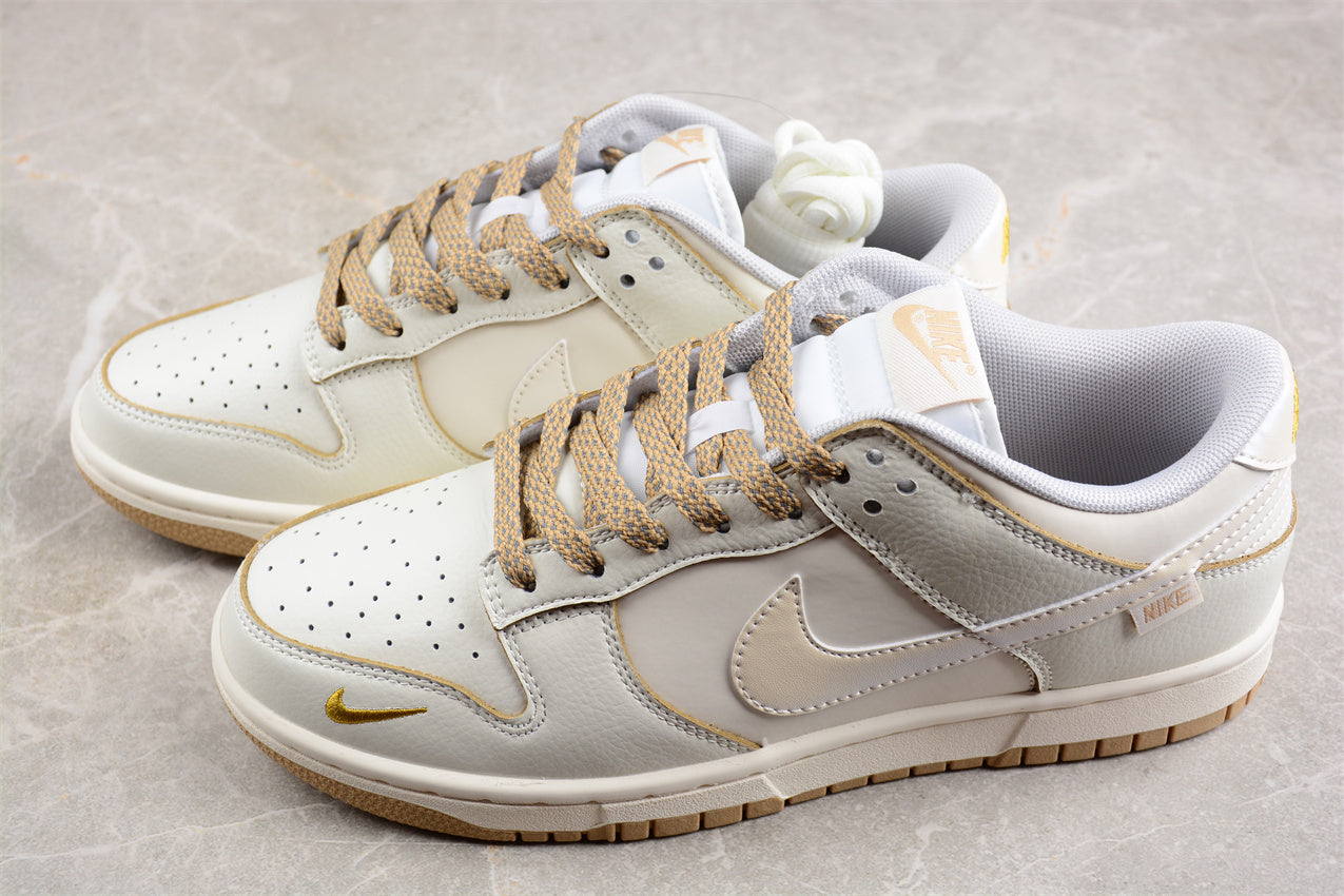 Nike Dunk Low Unisex Basketball Sneakers in Ivory/Brown - Best Reps Website 2025