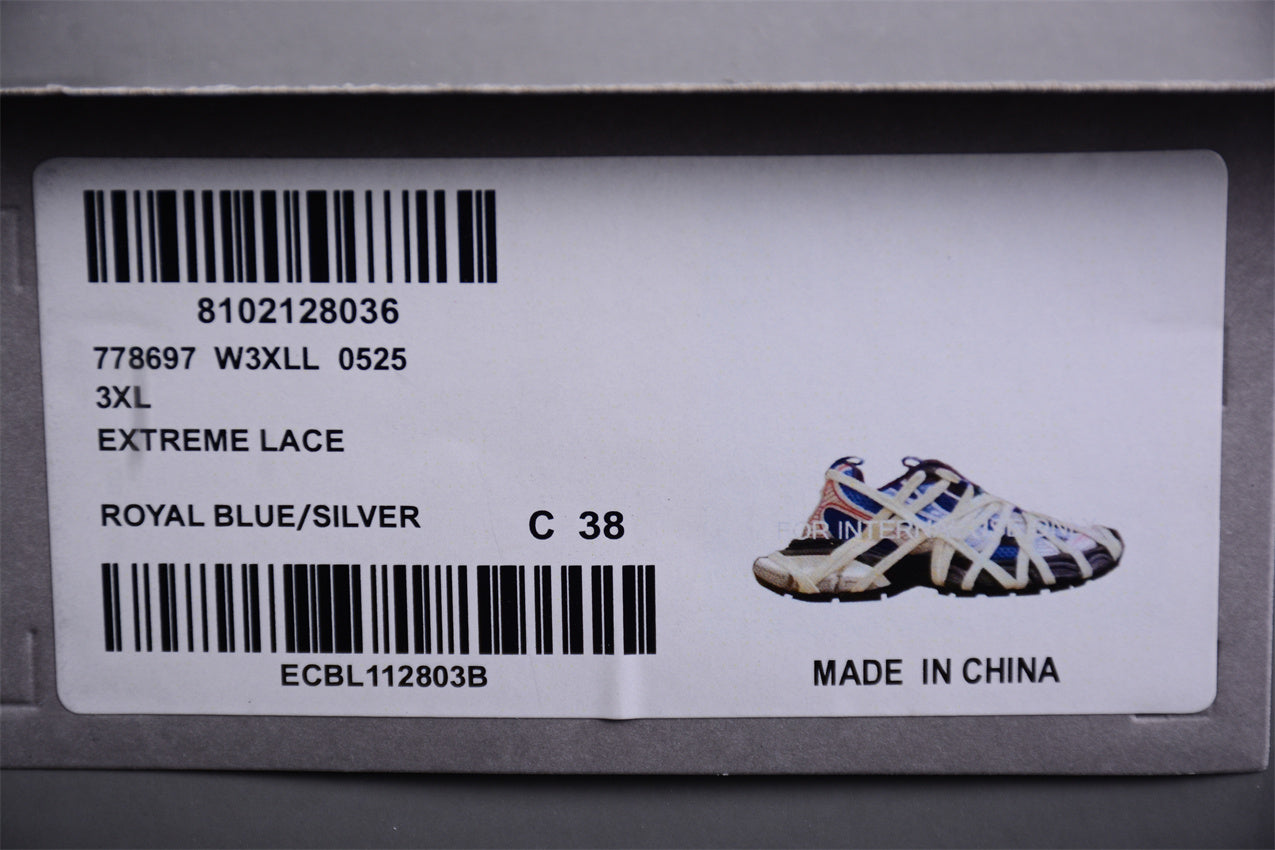 Balenciaga 3XL Extreme Lace Sneaker in Royal Blue/Silver - Best Reps Website 2025