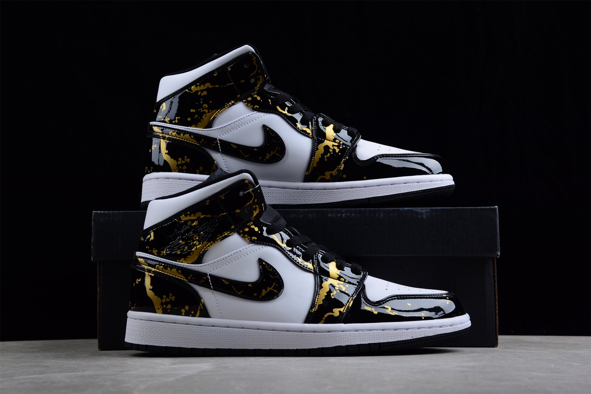 Air Jordan 1 Mid 'Patent Black White Gold' - Best Reps Website 2025