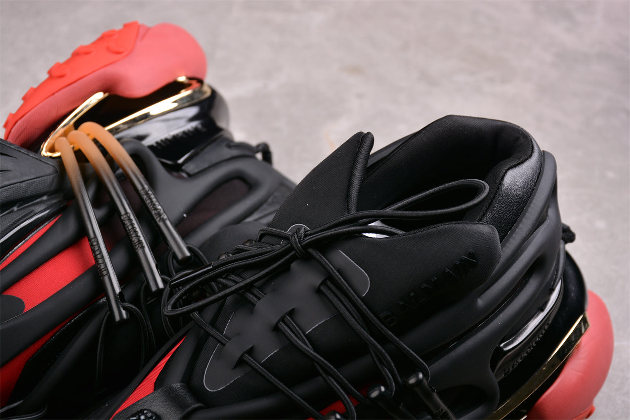 Balmain Unicorn Sneakers Light Black/Red – Neoprene &amp; Leather - Best Reps Website 2025
