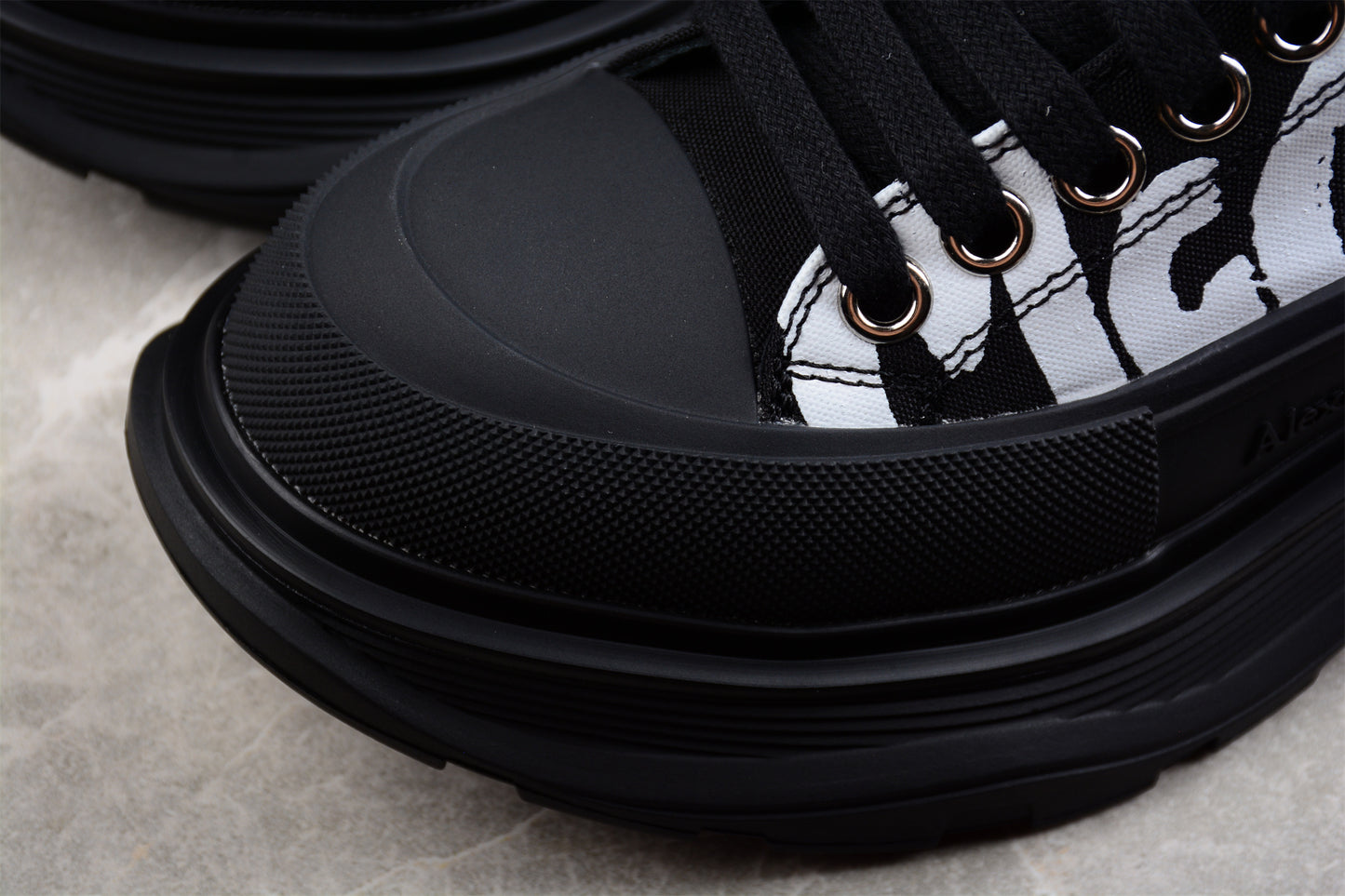 Alexander McQueen Tread Slick Low Lace-Up in Canvas Graffiti Black - Best Reps Website 2025