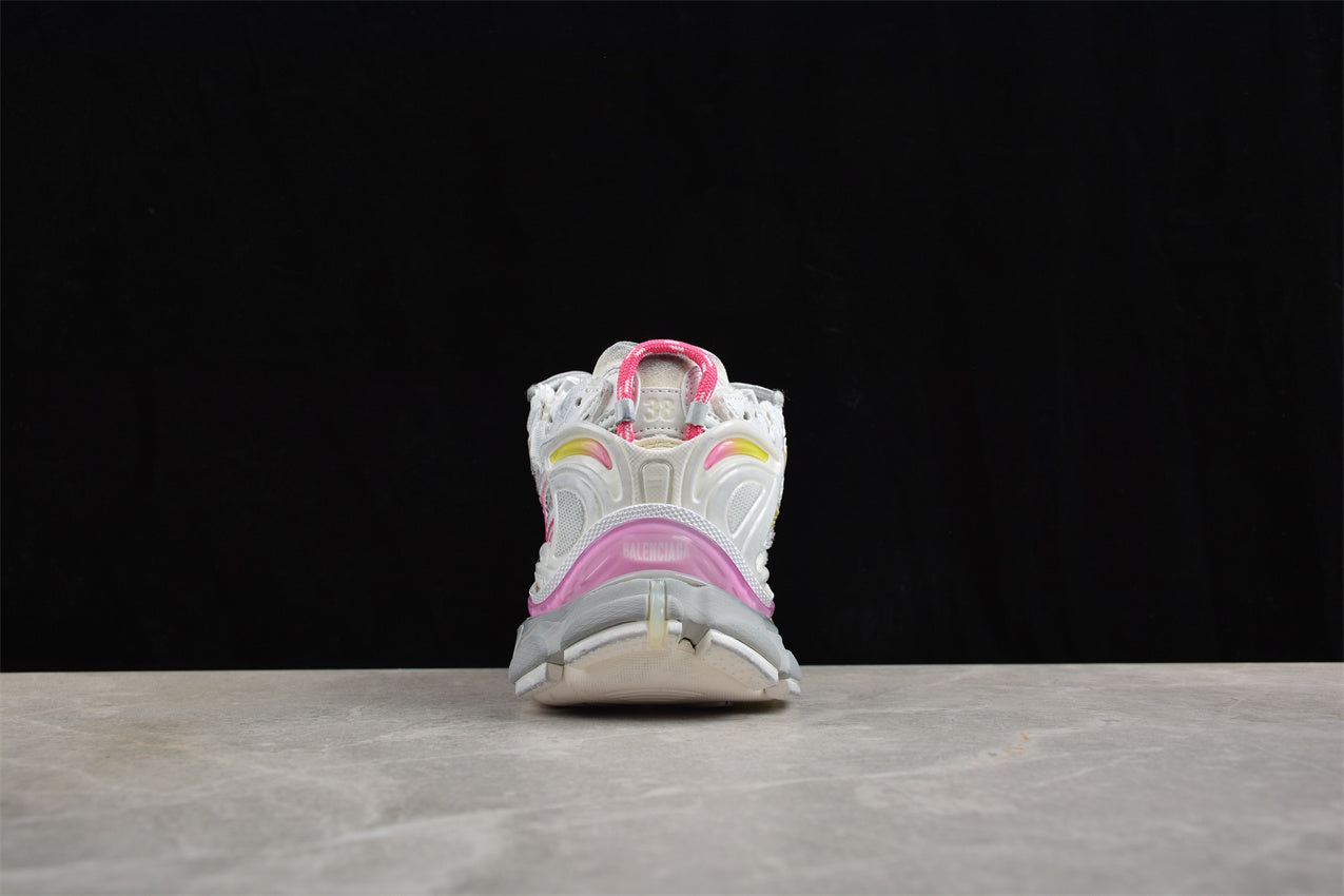 Balenciaga Women's Runner Gradient Sneaker in White/Pink/Grey/Neon Yellow - Best Reps Website 2025