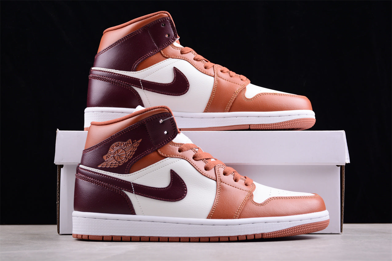 Nike Air Jordan 1 Mid "Dusty Peach Sail White Night Maroon" - Best Reps Website 2025
