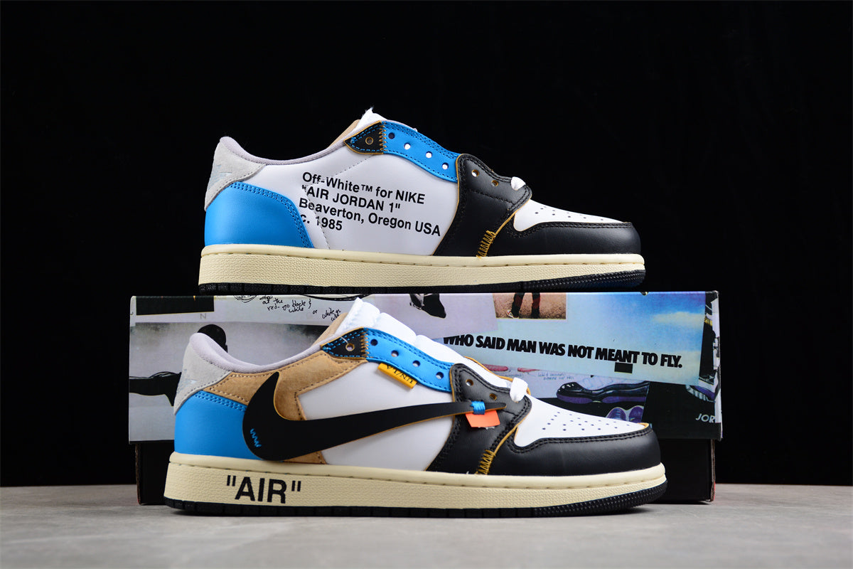 Off-White x Air Jordan 1 Low OG Custom – "UNC-Inspired"