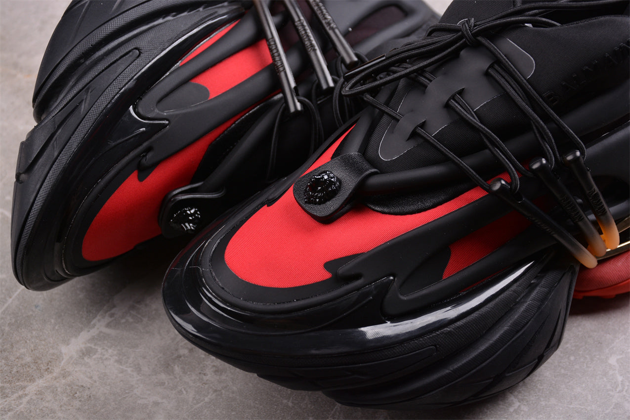 Balmain Unicorn Sneakers Light Black/Red – Neoprene &amp; Leather - Best Reps Website 2025