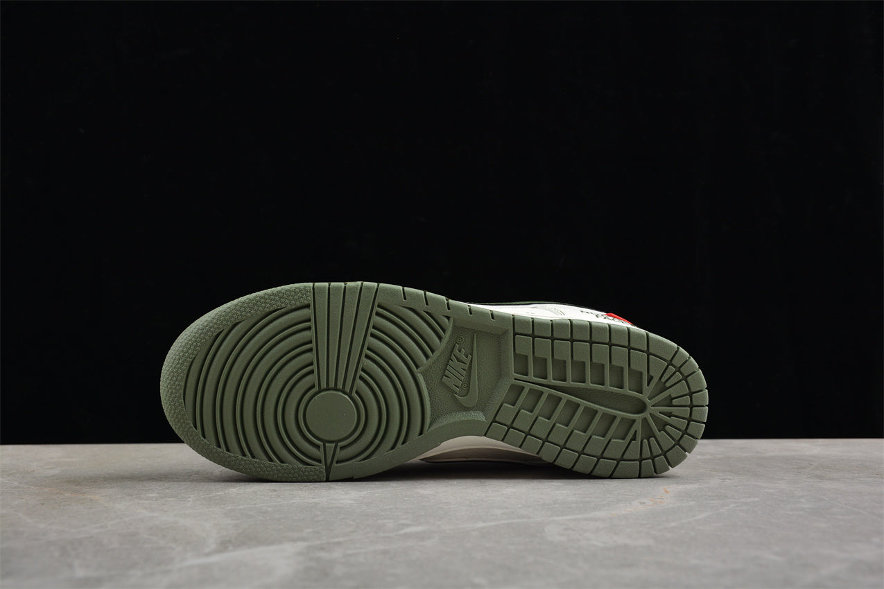 Close-up of a green sneaker sole on a dark background