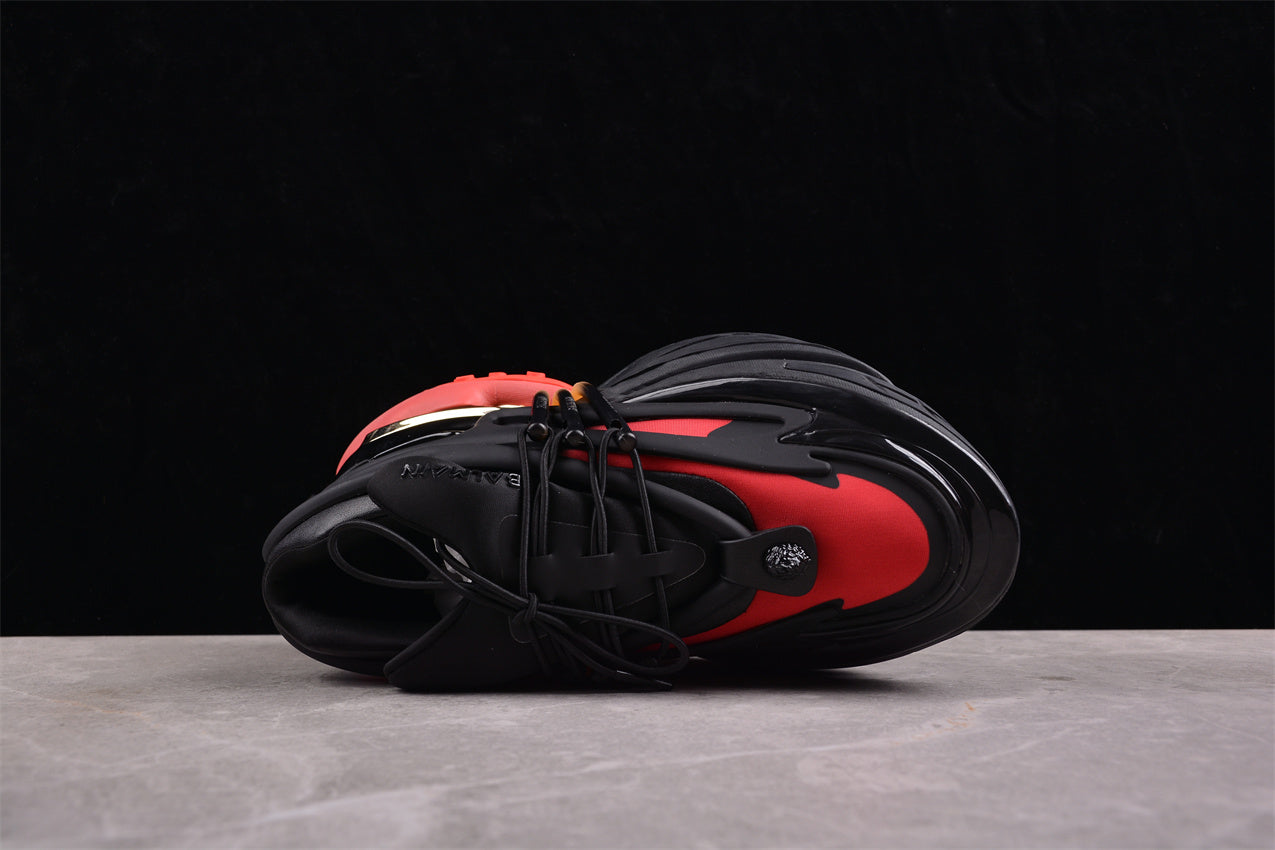 Balmain Unicorn Sneakers Light Black/Red – Neoprene &amp; Leather - Best Reps Website 2025