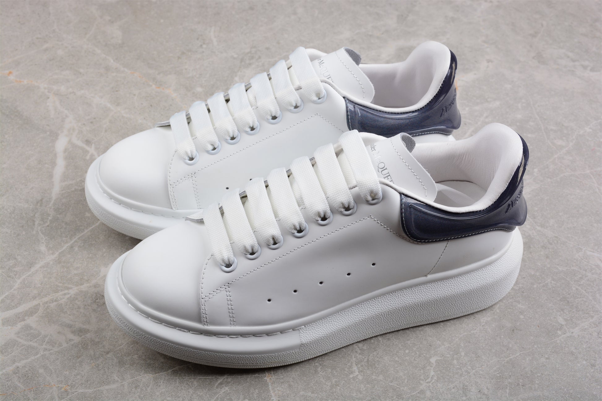 Alexander McQueen Oversized Sneaker in White/Navy - Best Reps Website 2025