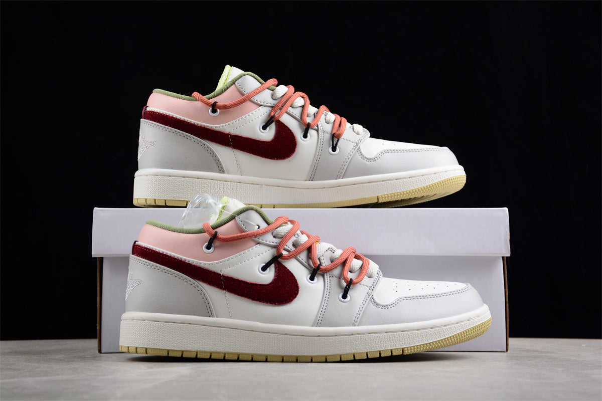 Custom Air Jordan 1 Low White Grey Pink