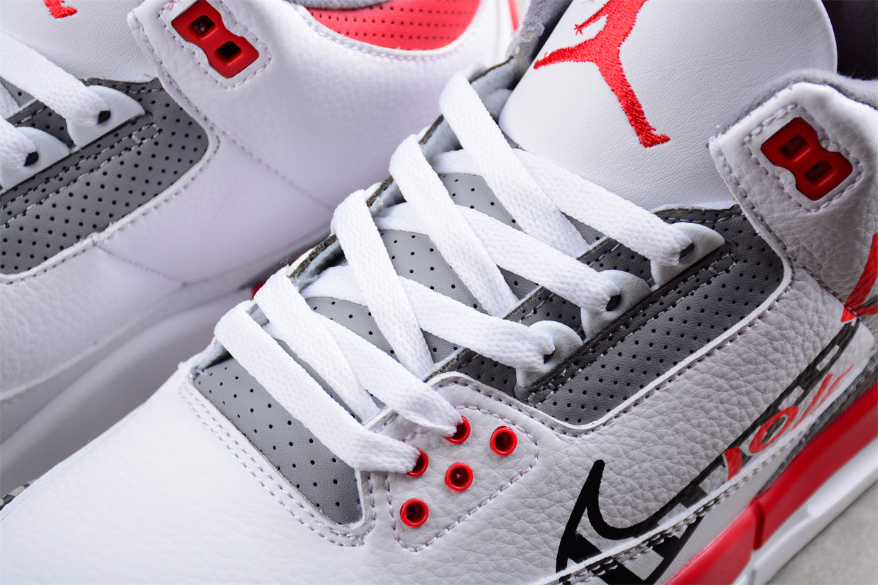 Air Jordan 3 OG Fire Red DIY "Love Basketball" Shoes - Best Reps Website 2025