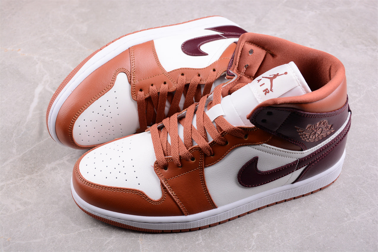 Nike Air Jordan 1 Mid "Dusty Peach Sail White Night Maroon" - Best Reps Website 2025