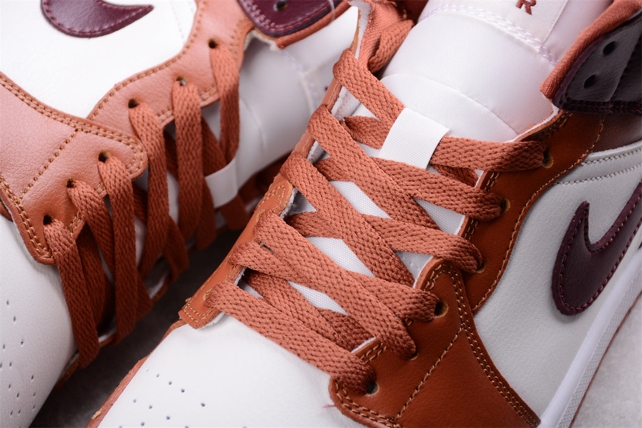 Nike Air Jordan 1 Mid "Dusty Peach Sail White Night Maroon" - Best Reps Website 2025