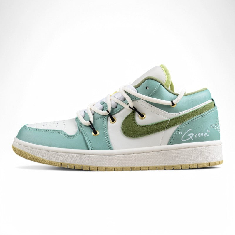 Air Jordan 1 Low Custom Sail White Oil Green