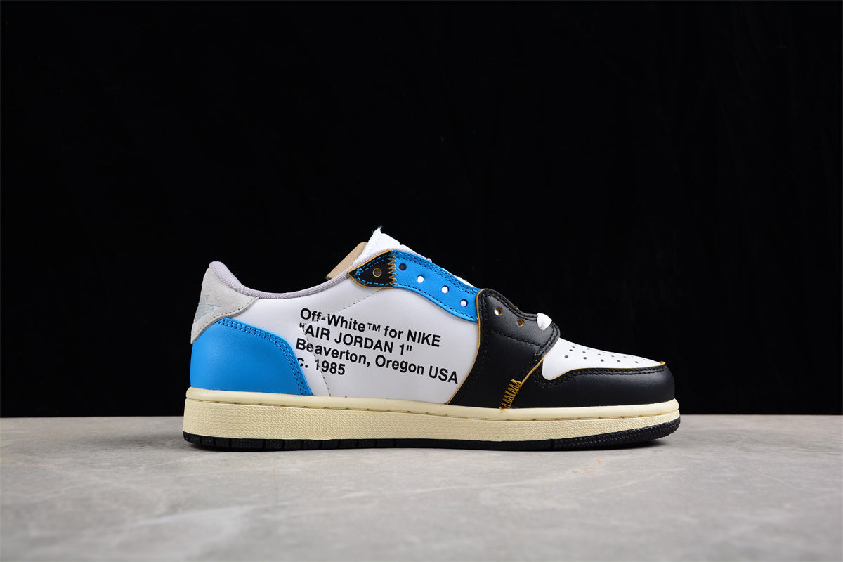 Off-White x Air Jordan 1 Low OG Custom – "UNC-Inspired"