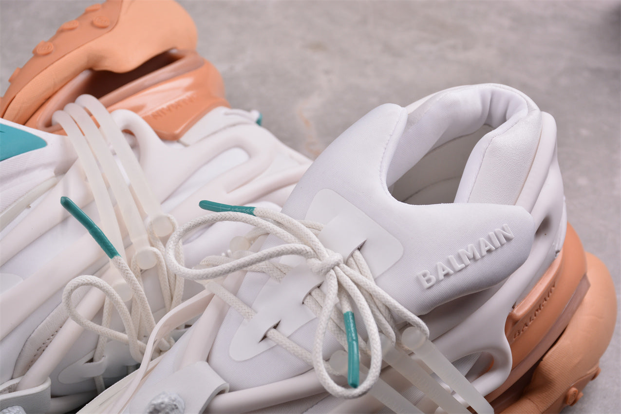 Balmain Unicorn Sneakers in Taupe/White/L. Green – Neoprene &amp; Leather - Best Reps Website 2025