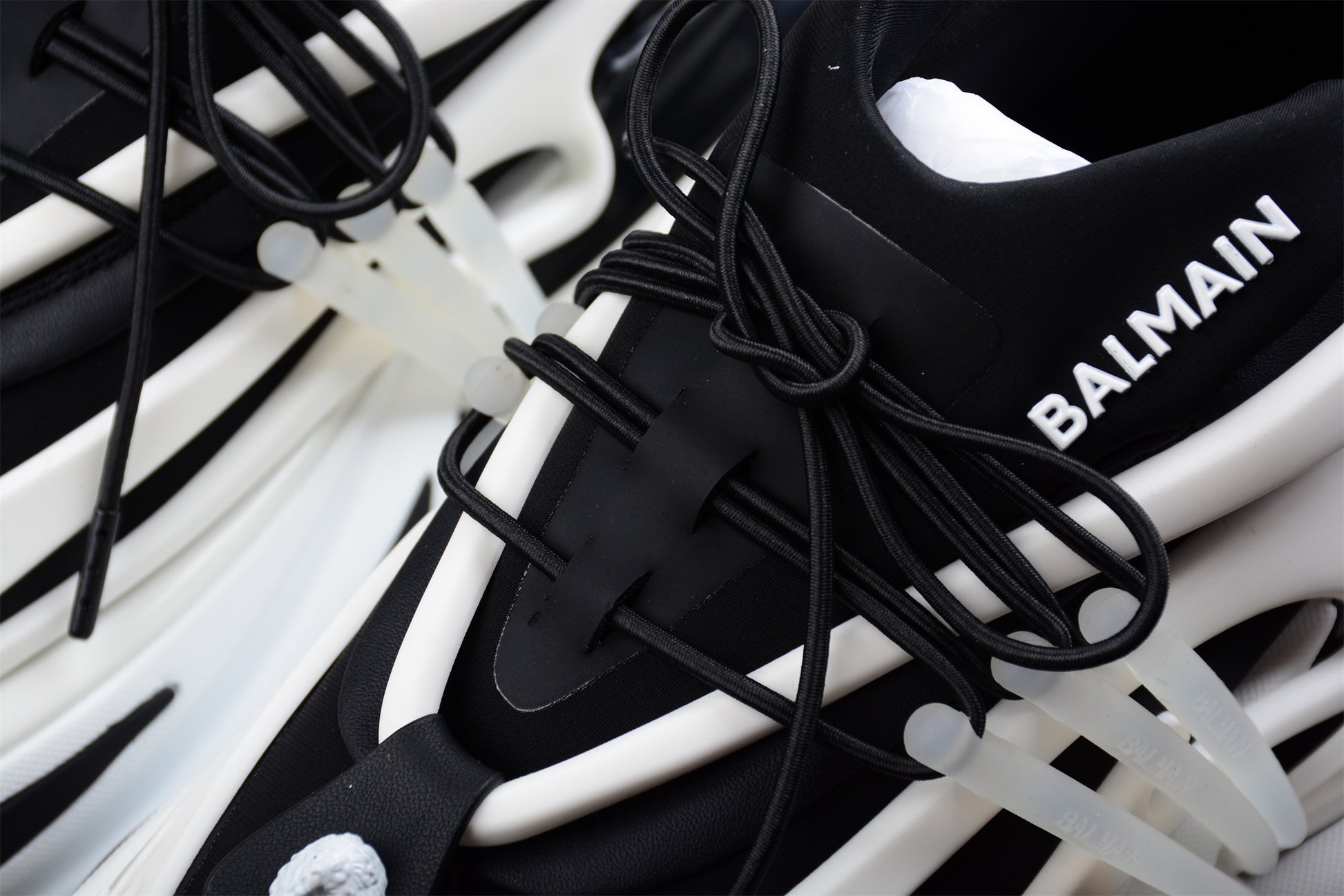 Balmain Unicorn Low-Top Sneakers in White/Black – Neoprene &amp; Leather - Best Reps Website 2025