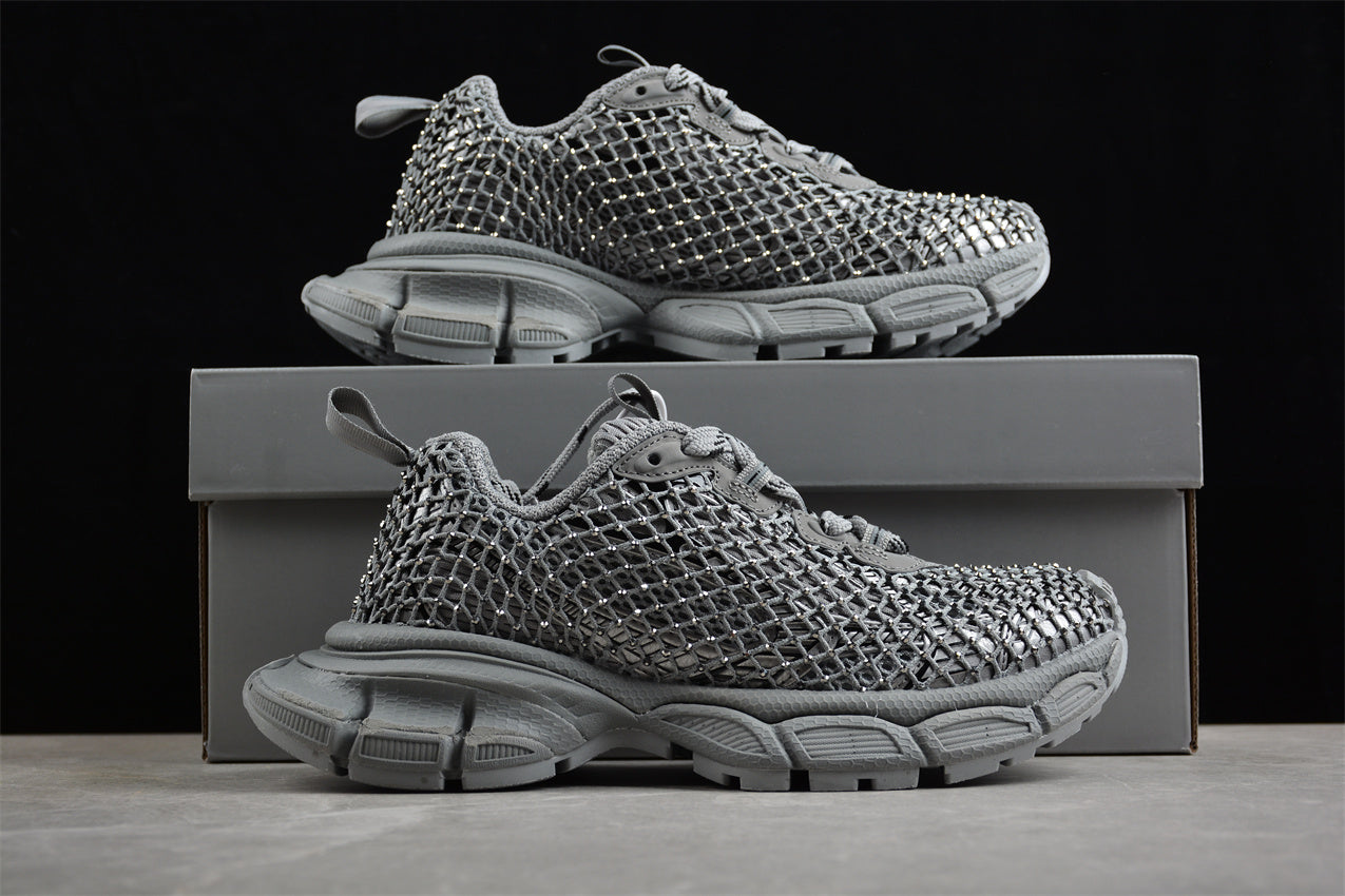 Balenciaga 3XL Fishnet Sneakers – Silver - Best Reps Website 2025