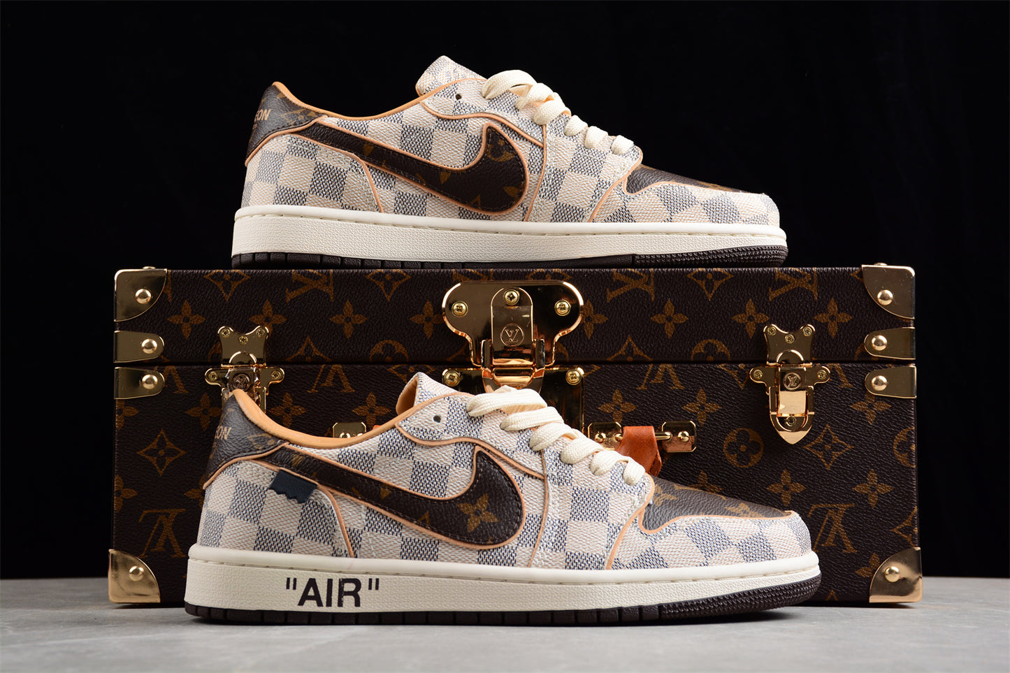 Air Jordan 1 Low OG Custom "Damier Azur/Brown/LV Monogram" - Best Reps Website 2025