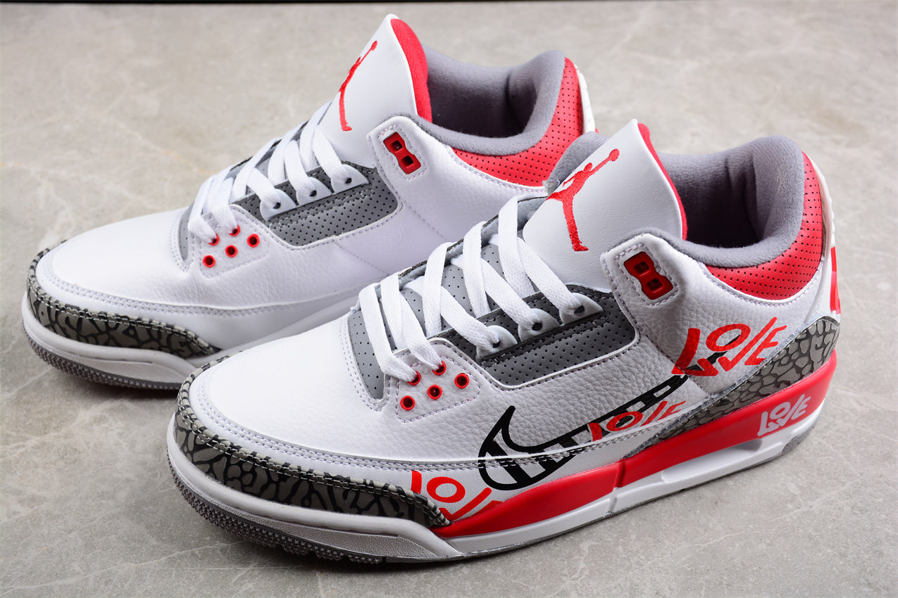 Air Jordan 3 OG Fire Red DIY "Love Basketball" Shoes - Best Reps Website 2025