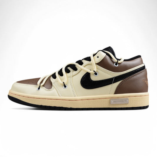 Custom Air Jordan 1 Low – White/Brown/Black