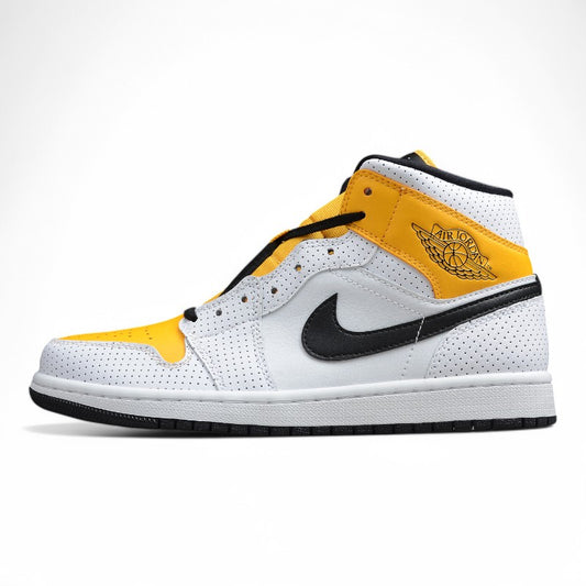 Air Jordan 1 Mid Perforated White University Gold