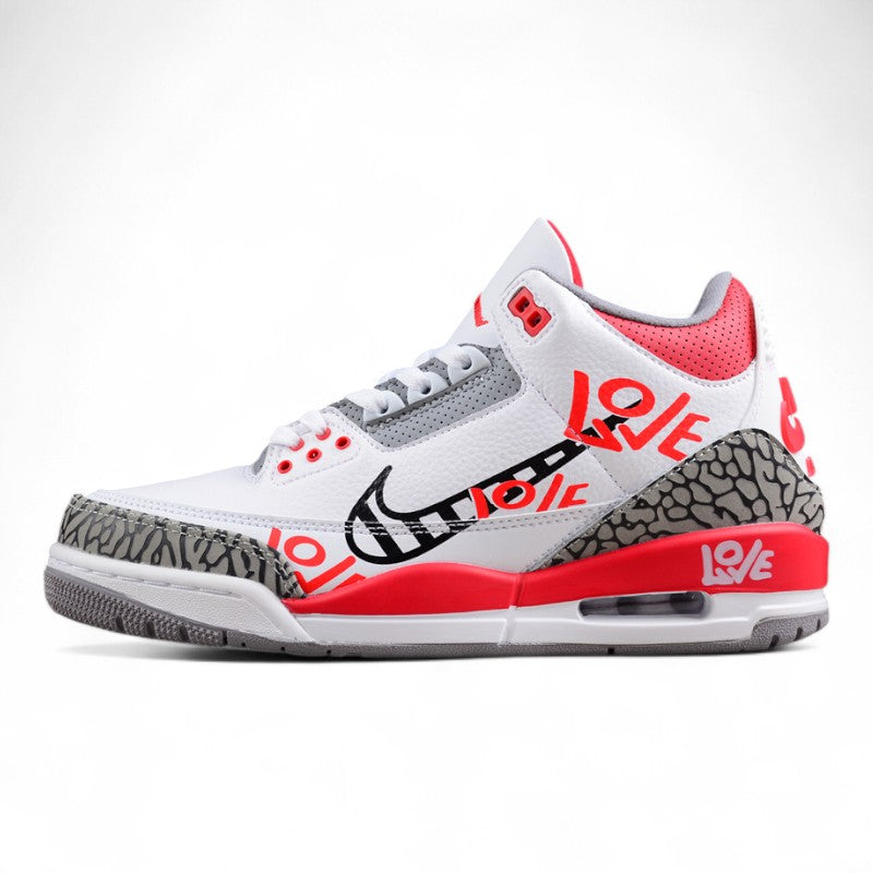 Air Jordan 3 OG Fire Red DIY "Love Basketball" Shoes - Best Reps Website 2025