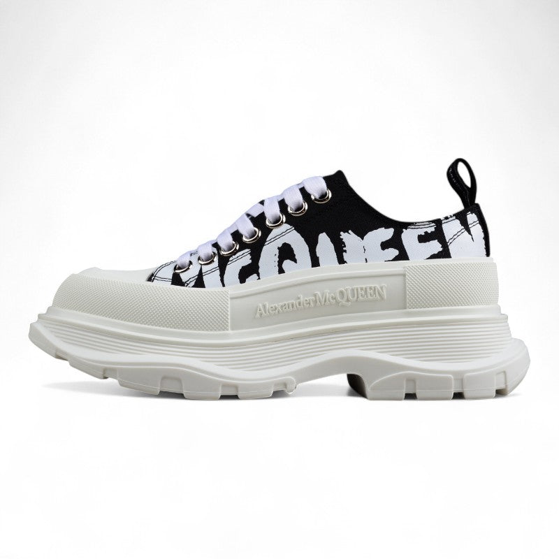 Alexander McQueen Tread Slick Low Lace-Up – Canvas Graffiti Black/White - Best Reps Website 2025