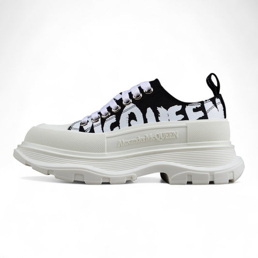 Alexander McQueen Tread Slick Low Lace-Up – Canvas Graffiti Black/White - Best Reps Website 2025