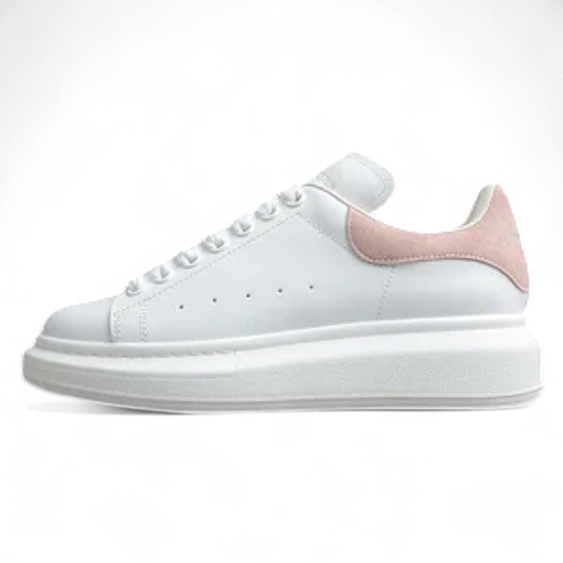 Alexander McQueen White Oversized Sneaker with Pink Suede Heel Tab