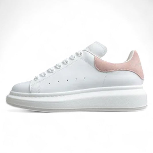 Alexander McQueen White Oversized Sneaker with Pink Suede Heel Tab