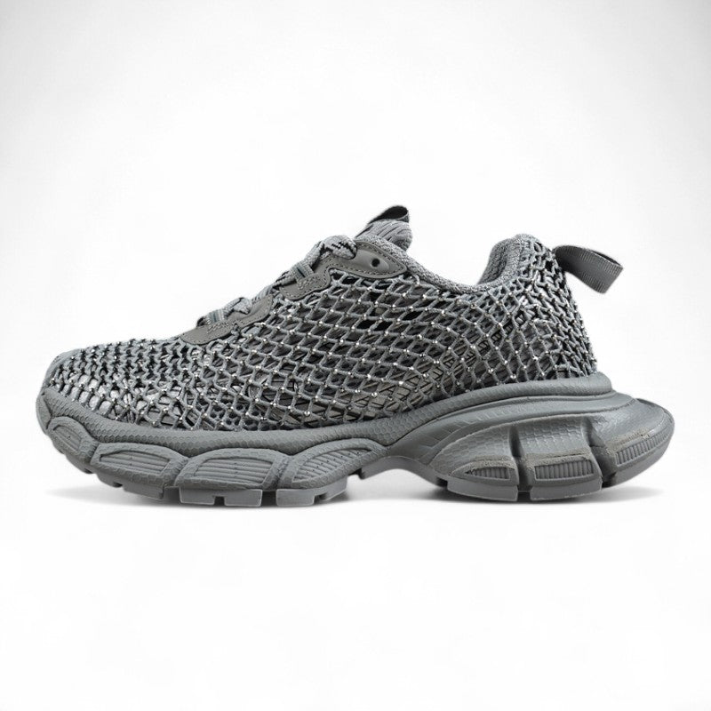 Balenciaga 3XL Fishnet Sneakers – Silver