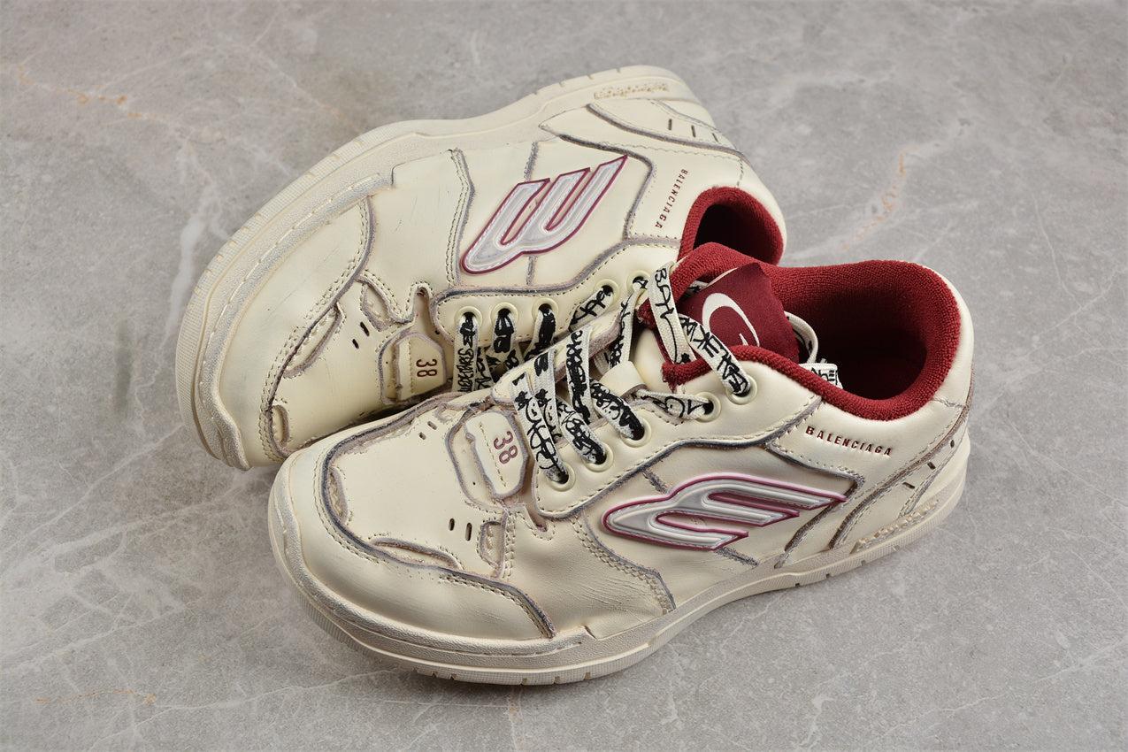  Balenciaga Hamptons Worn Out Off White/Red 