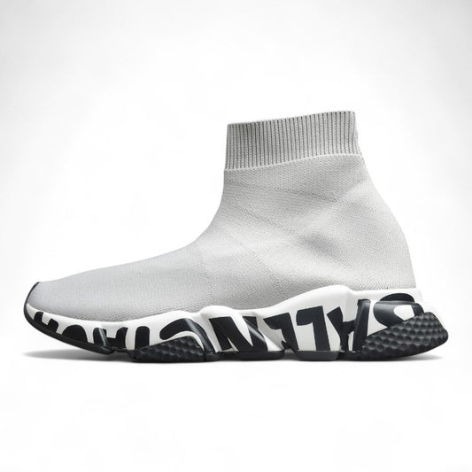 Balenciaga Speed Graffiti Trainers in White/Black - Best Reps Website 2025