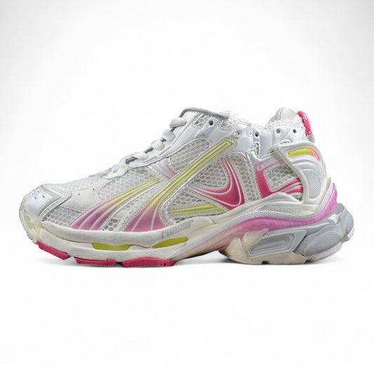 Balenciaga Women's Runner Gradient Sneaker in White/Pink/Grey/Neon Yellow - Best Reps Website 2025