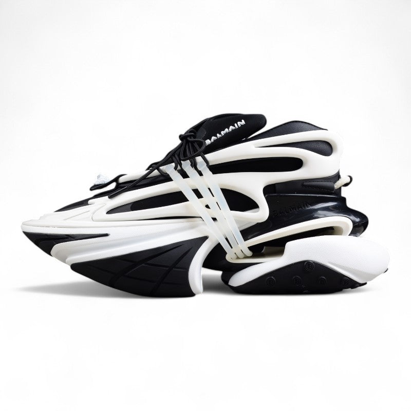 Balmain Unicorn Low-Top Sneakers in White/Black – Neoprene &amp; Leather - Best Reps Website 2025
