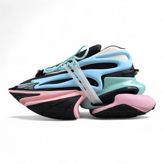 Balmain Unicorn Sneakers Black Sky Blue – Neoprene &amp; Leather