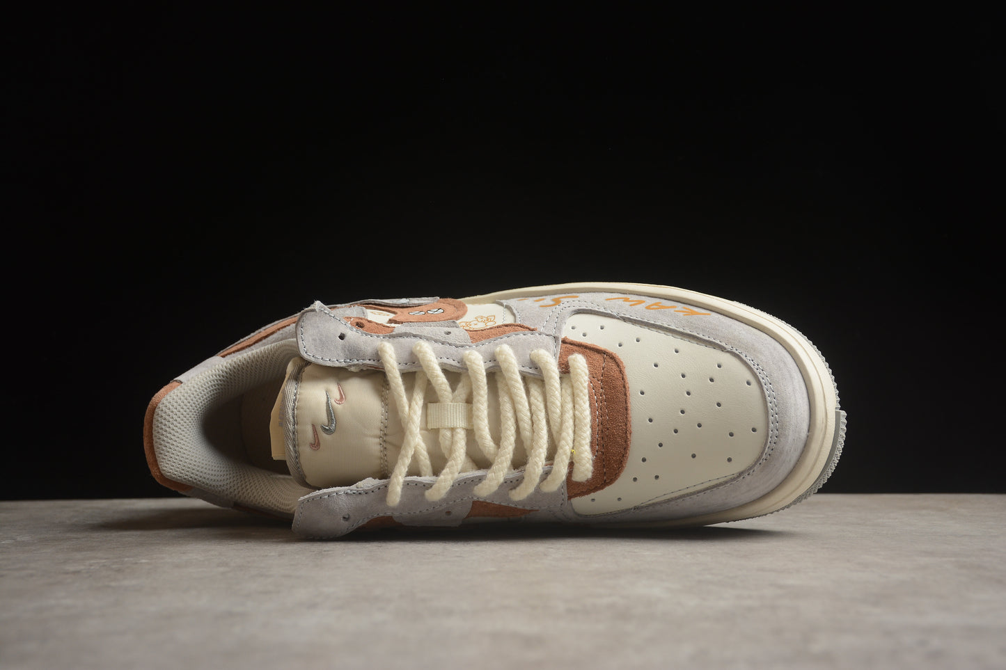 Custom Nike Air Force 1 x KAWS x Sesame Street – Beige/Grey