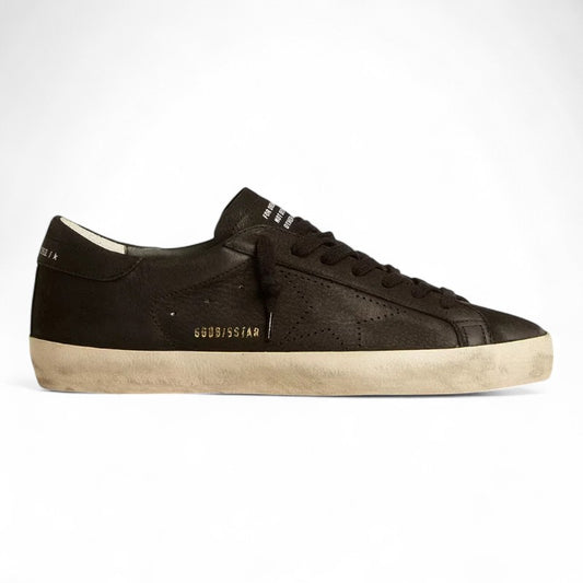  GG Super-Star sneakers in black nubuck with a perforated star and matching heel tab