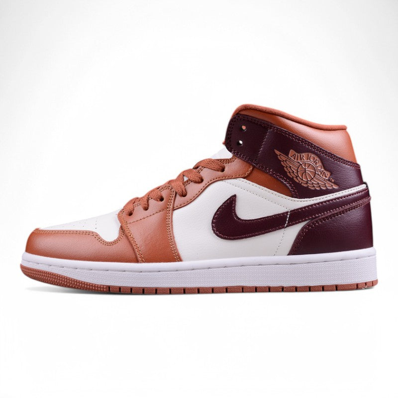 Nike Air Jordan 1 Mid "Dusty Peach Sail White Night Maroon"