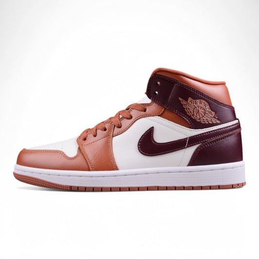 Nike Air Jordan 1 Mid "Dusty Peach Sail White Night Maroon"