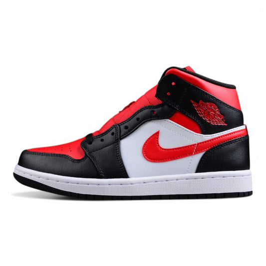Nike Air Jordan 1 Mid "White Black Red Bred Toe"