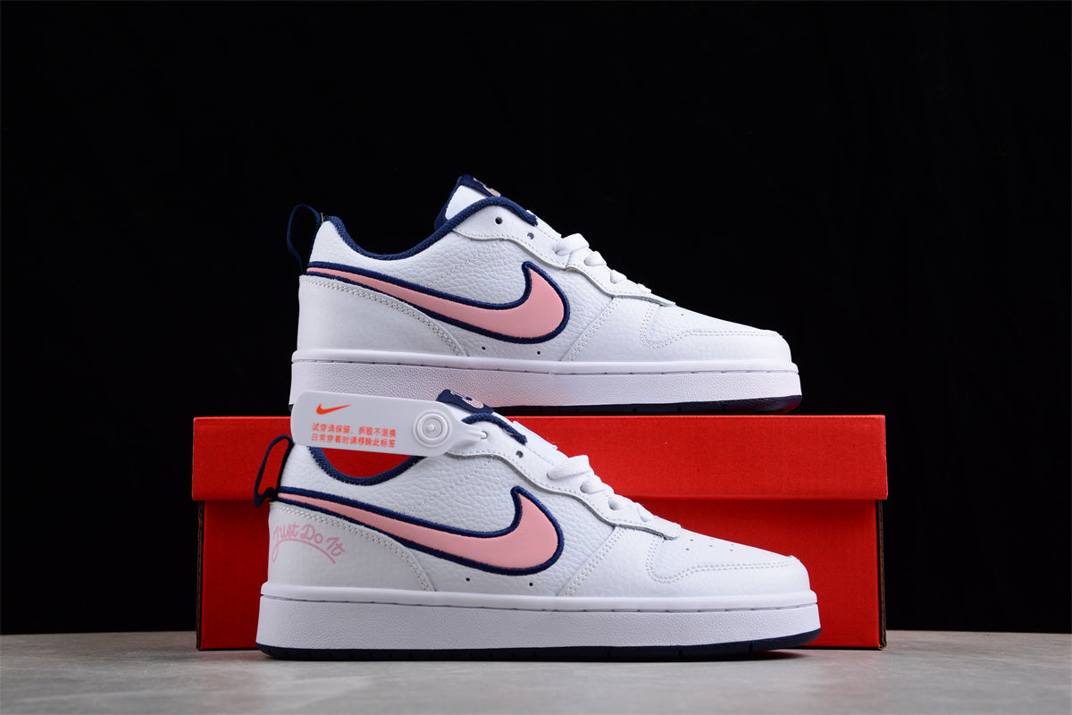 Nike Court Borough Low 2 White Pink Glaze Midnight Navy