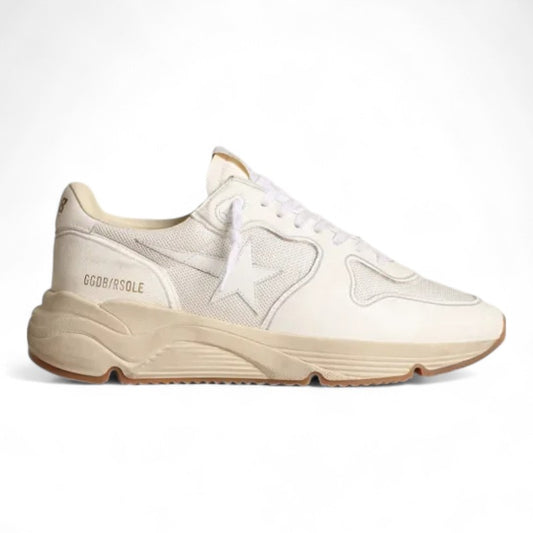 Running sole sneakers in optical-white mesh and nappa leather with white leather star