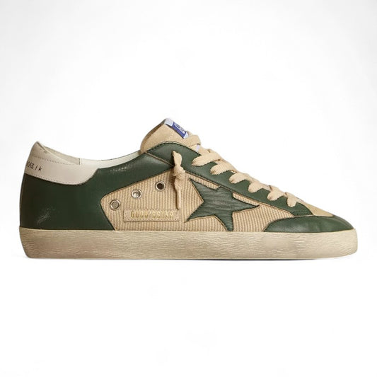 Super-Star LTD sneakers in cream mesh and green nappa leather with a matching nappa star